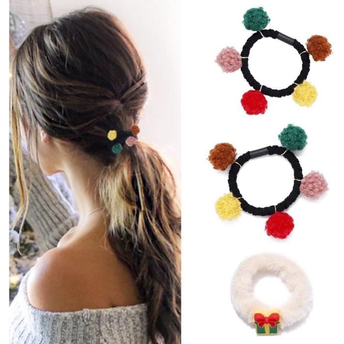 vsilay Élastiques à cheveux pour enfants en caoutchouc avec oreilles de lapin - Nœud sans couture - Élastiques pour queue de cheval