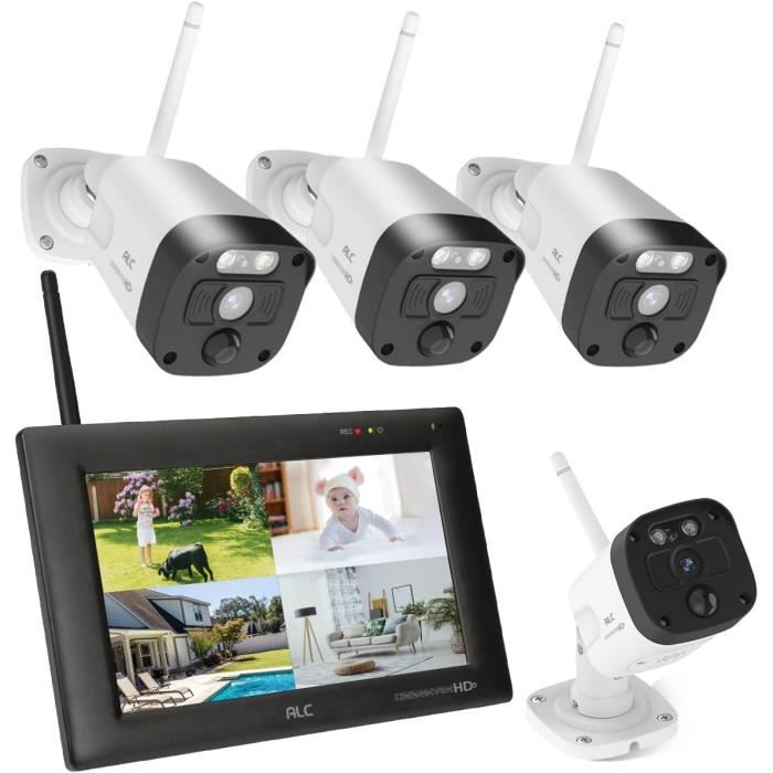 2K Kit Camera Surveillance Wifi Exterieure Sans Fil Avec Moniteur, Dvr ...