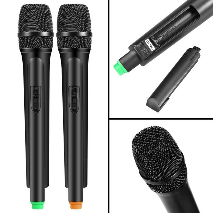 Microphone Sans Fil VHF V16U 2 En 1 Avec Récepteur USB | Portée 50m, Pour Karaoké Et Discours