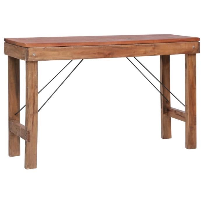 VidaXL Table console pliable 130x40x80 cm Bois solide de récupération