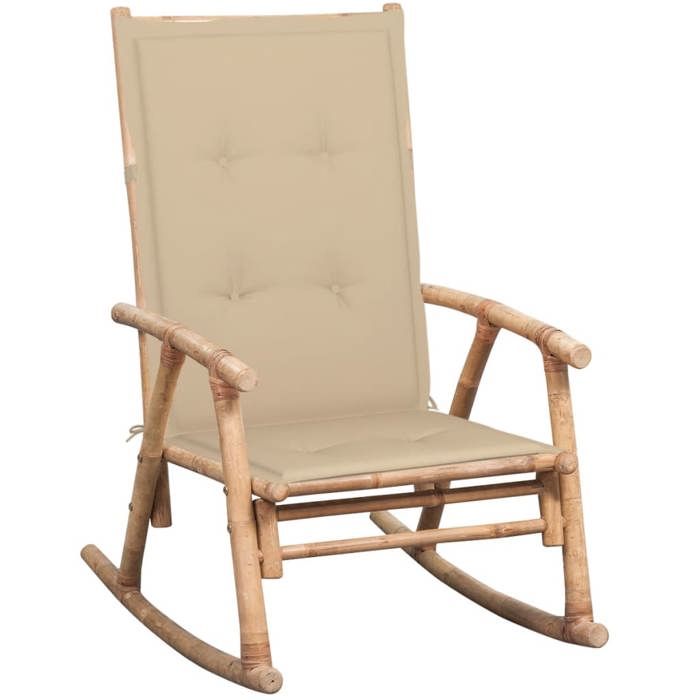 vidaXL Chaise à bascule avec coussin Bambou