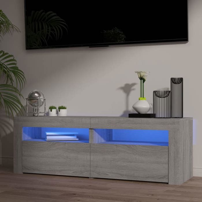 vidaXL Meuble TV avec Lumières LED Armoire Basse Centre de Divertissement Armoire Média Salon Salle de Séjour Intérieur 815685