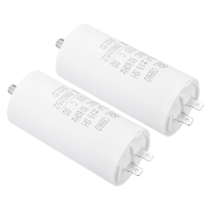 Condensador De Funcionamiento Uxcell CBB60 35uF, 2 Piezas AC450V 4 Pines 50/60Hz Cilindro Con Tornillo 75x40mm