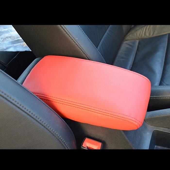 Housse D'accoudoir Central En Cuir Noir/rouge Pour Skoda Fabia II (2007-) - Neuf