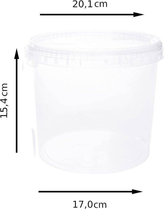 Seau 10L POSH Transparent Alimentaire – Hermétique, Anti-Fuite, Robuste Avec Anse – Idéal Cuisine, Stockage, Professionnel