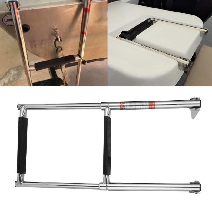 Échelle De Bateau Pliable 2+2 Marches – Acier Inoxydable 304 – Pince En C – Charge 136 Kg – Pour Yacht, Pêche Et Piscine