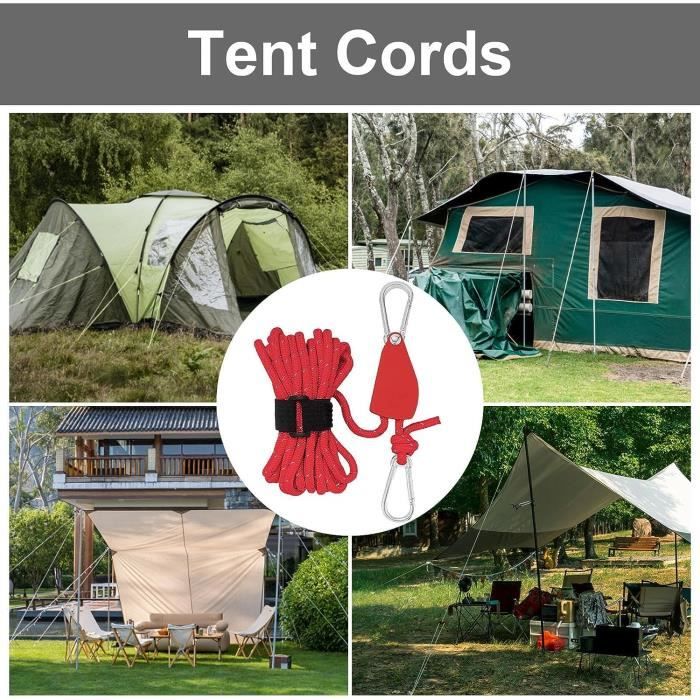 Corde De Camping Réglable Avec Poulie à Cliquet – Tendeur Rapide Pour Bâche, Tente Ou Hamac, Résiste Au Vent