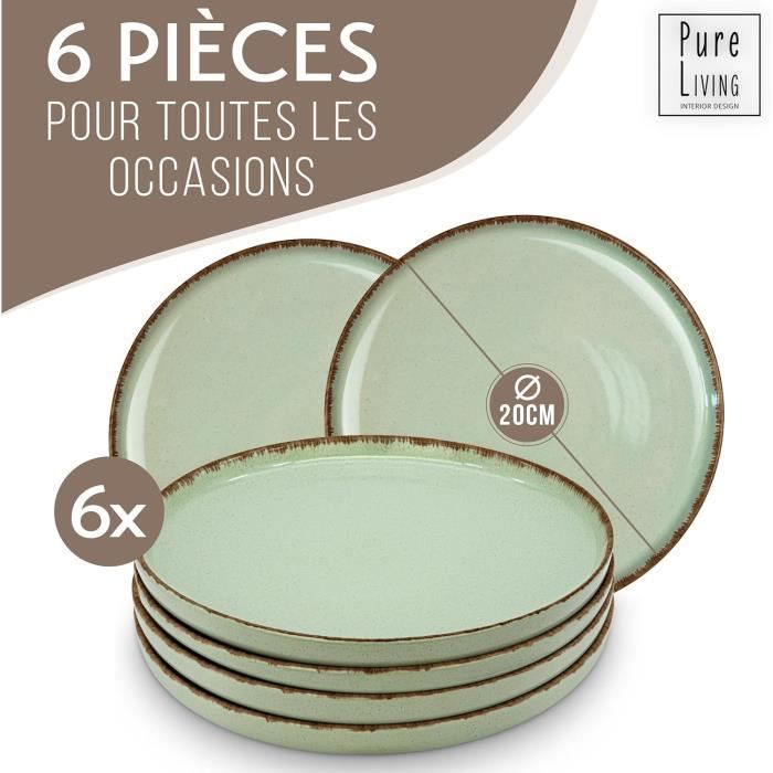 Lot De 6 Assiettes à Petit-déjeuner Villeroy & Boch 'like.' - Grès Gris Lave, 23 Cm, Lavable Au Lave-vaisselle