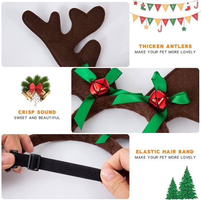 Accessoires Noel Chien Costume Pour Animaux - Non Spécifié - Noël - Serre- Tête En Bois De Renne - Écharpe De Noël - Rouge - Maison Deguisement Noel Chien