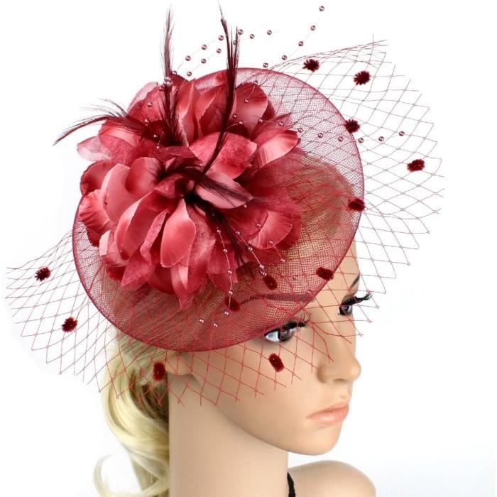 Chapeau bibi en maille pour femme, pince à cheveux, plumes, fleurs, fête de thé, mariage, cocktail, fête de mariage, bandeau vert (couleur