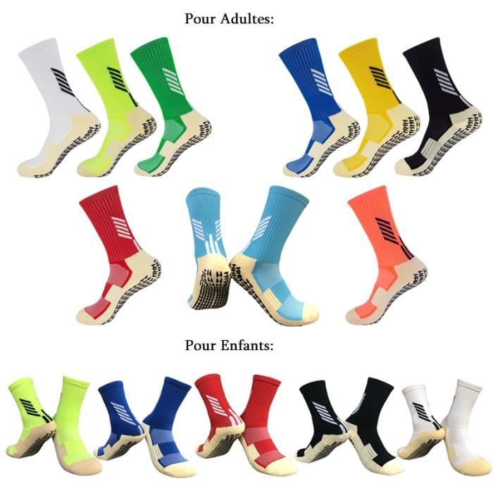 Lot De 3 Paires Chaussettes Football – Antidérapantes, Respirantes – Pour Homme, Femme, Enfant – Sport, Course, Rando