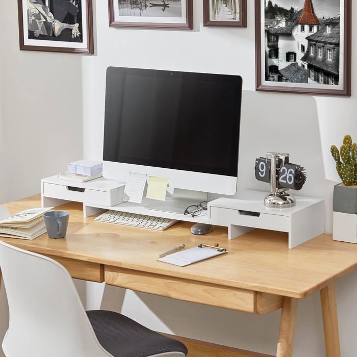 Rehausseur Ecran Pc HOMCOM Support De Moniteur Double Avec 2 Tiroirs, Longueur Et Angle Réglables, 116 Cm Pour Ordinateur Portable, Ordinateur, PC, Petite Imprimante, Noir Support écran Pc Bureau Rehausseur Ecran Pc HOMCOM Support De Moniteur Double Avec 2 Tiroirs, Longueur Et Angle Réglables, 116 Cm Pour Ordinateur Portable, Ordinateur, PC, Petite Imprimante, Noir Support écran Pc Bureau