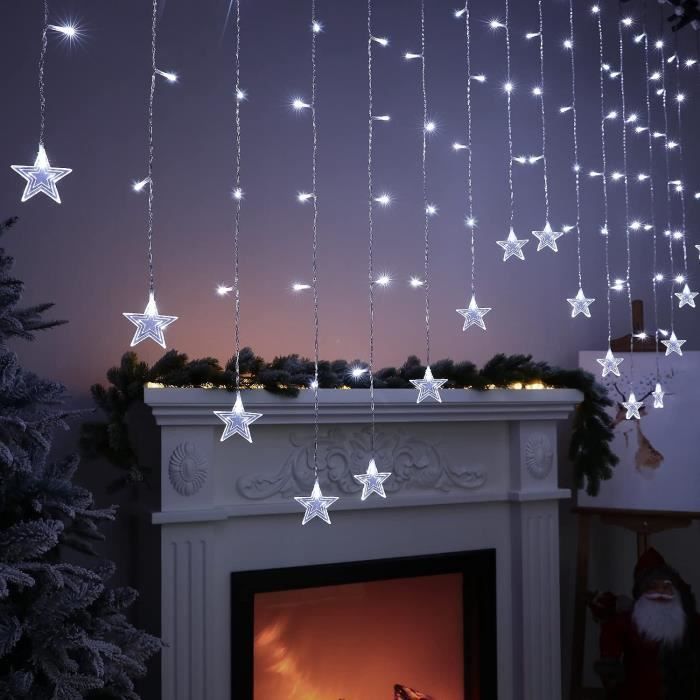 Rideau Lumière Noël, Guirlande Rideau Lumineuse Fenêtre Intérieur