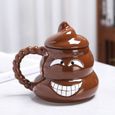 Dessin animé sourire caca mug 3D tas de caca tasse a cafe avec couvercle bureau maison drôle humour cadeau [540]-2