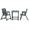 3993Elégance- Ensemble de bistro pliable 3 pcspcs - 2 personnes - Table + 2 chaises,Salon de jardin,Mobilier Plastique Vert Taille:5-2