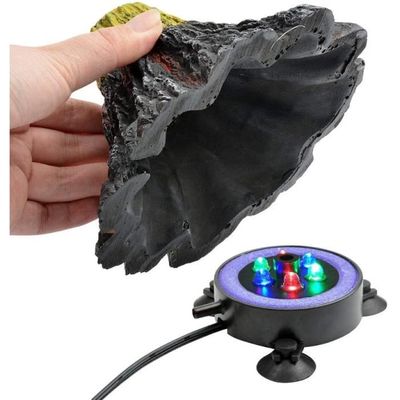 YWNYT Kit D'Ornement Volcan Pour Aquarium, Lumière LED Multi-Couleurs