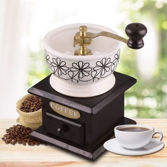 Moulin à café manuel avec réglages externes, broyeur de bavure conique en  céramique et corps imperméable en acier inoxydable, petits moulins à grains  de café portables à la main