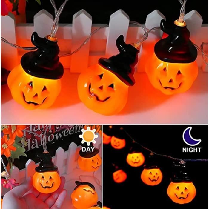 Deco Halloween Lights4fun Lot De 6 Citrouilles Lumineuses Miniatures D' Halloween En Verre à La Patine Blanche à LED Blanc Chaud à Piles Pour Intérieur Pumpkin Spice