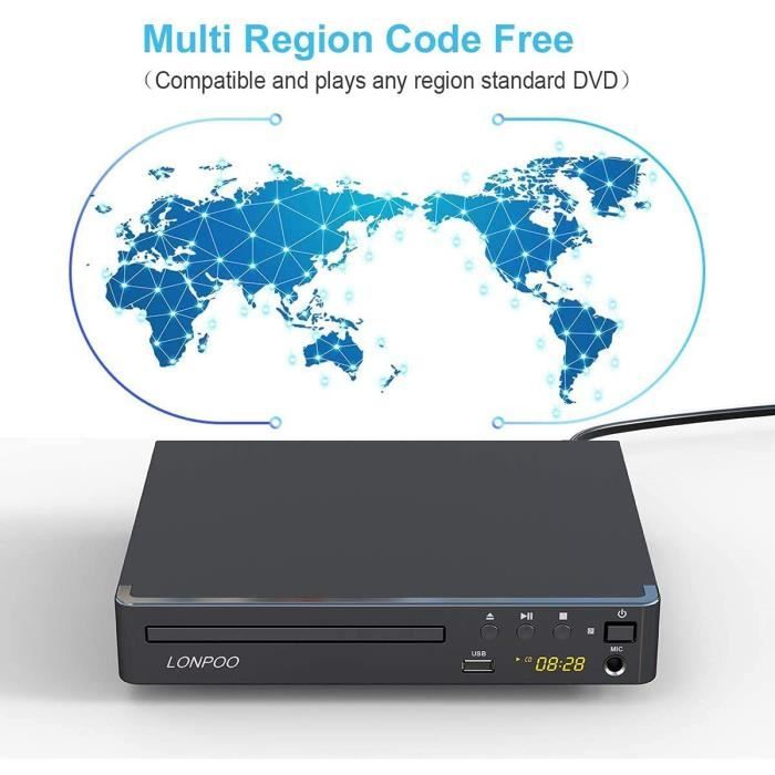 Lecteur DVD compact pour TV, lecteur DVD multi-régions, MP3