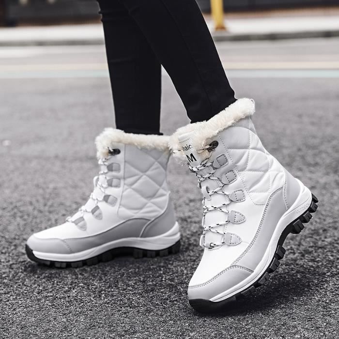 Bottes de neige pour femmes Blanc Matelass Imperm able