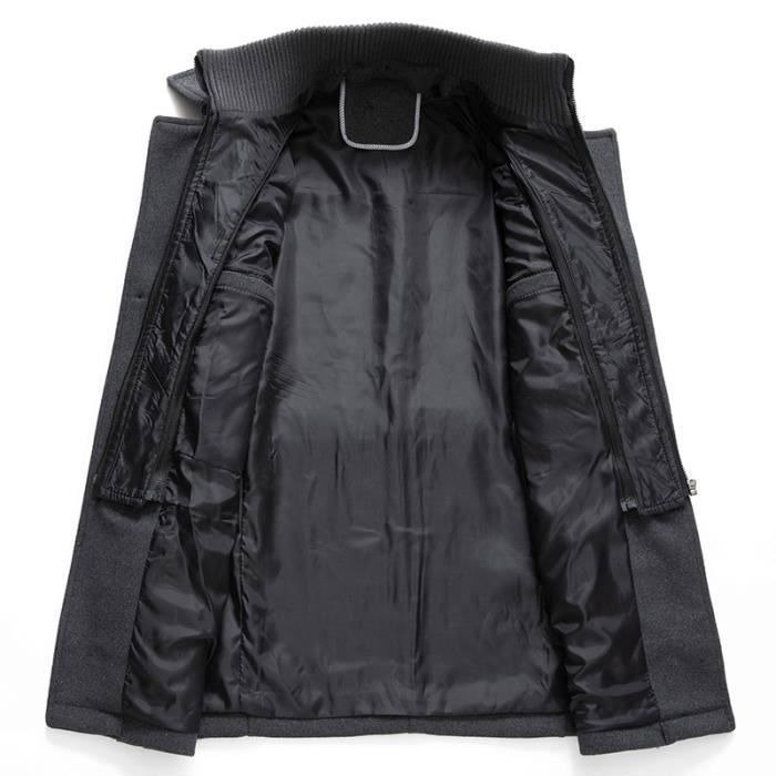 Manteau Homme Pardessus Laine Mi long Caban Gris Automne Hiver Gris Cdiscount Pret a Porter