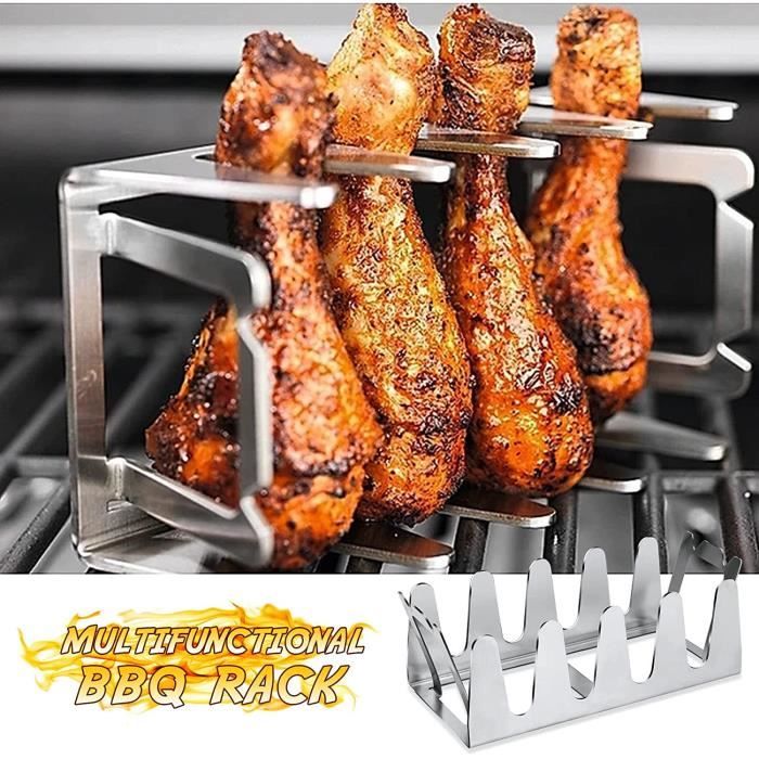 Support à Poulet Vertical WOKICOR - Grille Barbecue Acier Inoxydable Avec Bac à Jus