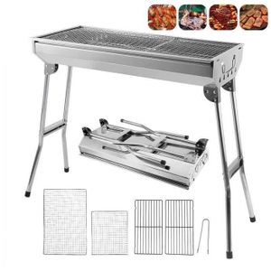 F/ête Vvciic Barbecue Rectangulaire Barbecue Portable en Plein Air Barbecue Au Charbon de Bois Camping Pique-Nique Cuisini/ère Cuisini/ère Barbecue /Étag/ère Barbecue Chariot pour Plage Jardin