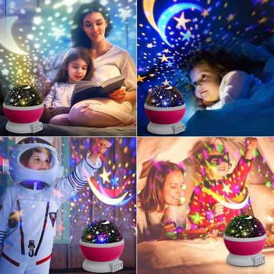 Projecteur Étoiles Veilleuse Enfant – Rotation 360° – Télécommande Et Minuterie – 4 Couleurs LED – Pour Chambre Bébé Ou Ambiance