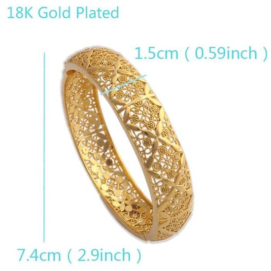 17 cm Multi-couleur zircon Mariage Bracelet Femmes 18K Or Jaune Rempli Chaîne Bangle