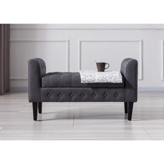 Vesgantti Banc Coffre Avec Espace De Rangement Avec Accoudoir Antique Banquette Rembourree En Fibre De Polyester Canape En Bois Massif Sofa Beige Ameublement Et Decoration Entree