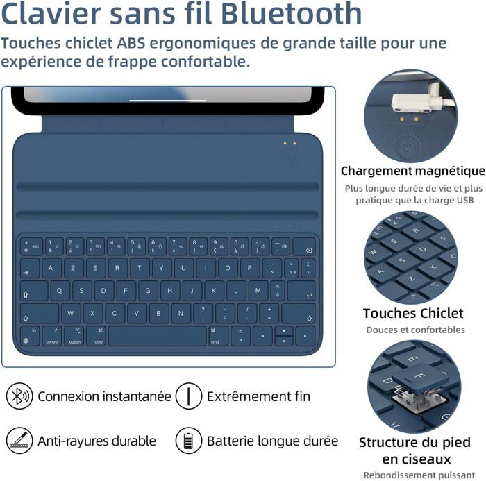 Clavier Magnétique GOOJODOQ Pour IPad Air 4/5 - Layout QWERTZ, Rétroéclairé, Rose, Neuf