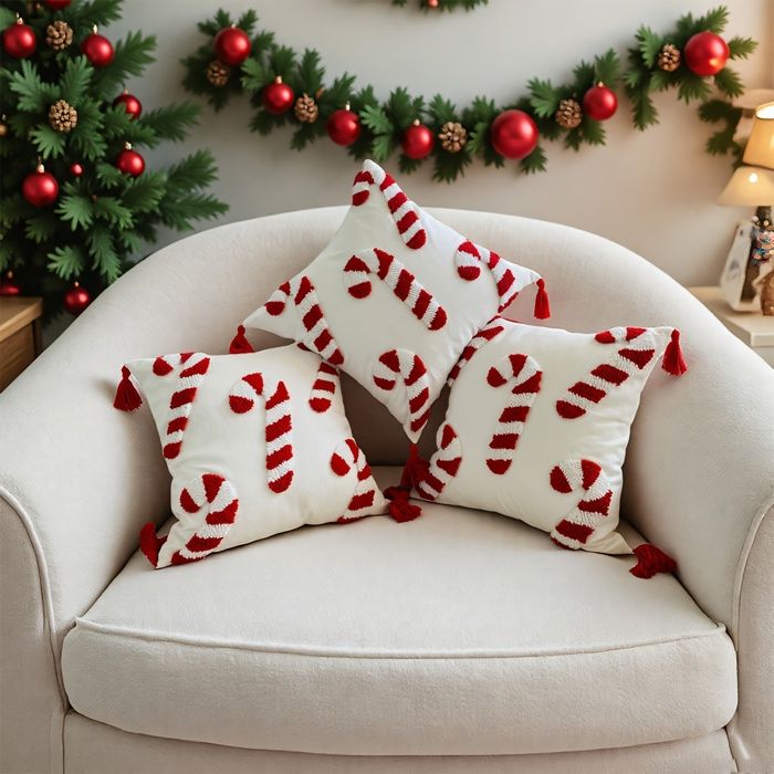 Coussin Canne à Sucre De Noël - Oreiller Décoratif En Peluche, Forme De Bonbon, 35 Cm (rose)