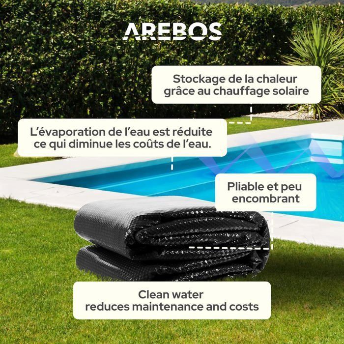 Bache A Bulle 549 X 274 AREBOS Bâche De Piscine Solaire | Bâche Solaire Ronde 4,57m | Bâche Solaire épaisseur 120 µm Bache Hivernage Piscine Hors Sol