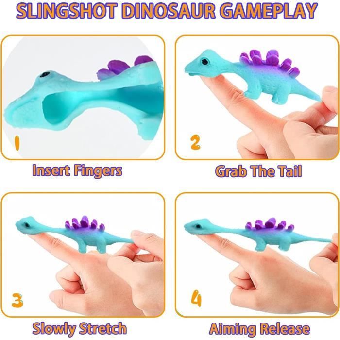 Dinosaure Finger Slingshot Toys Doigt étiré vol Dinosaure Jouet Christmas  Night Box Stock Remplissage Couleur aléatoire (30 PCS)