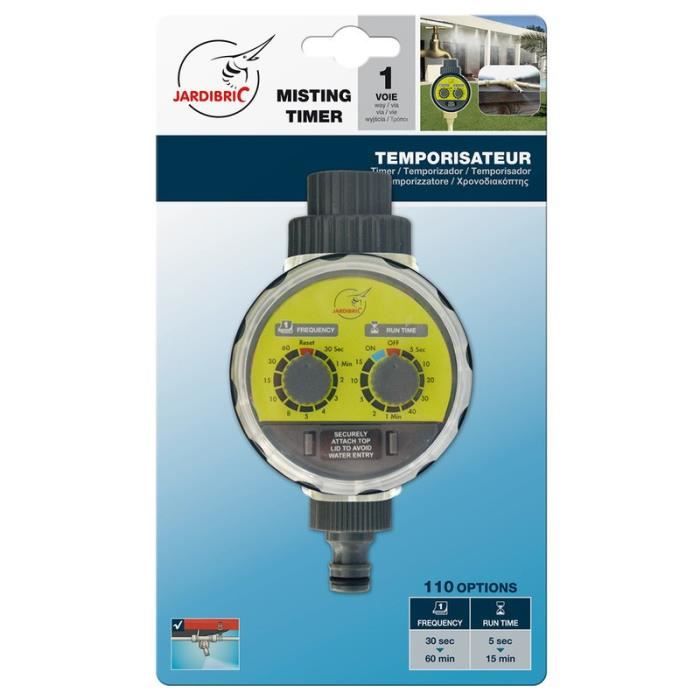 Programmateur Arrosage Jardibric - Minuterie Robinet 5s à 60min - Fréquence 30s à 24h - Jardin Terrasse Brumisation