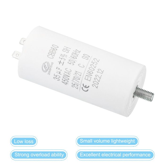 Condensateur 35µF 450V CBB60 - Condensateur Démarrage Moteur 4 Broches, Éco-Friendly