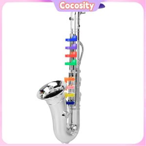 Jouet Saxophone Pour Enfants – Mini Sax En Plastique Avec 8 Touches, Son Réaliste, Couleur Argent – Instrument De Musique Éducatif
