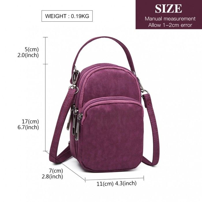 Sac Bandoulière Antivol Pour Homme Et Femme - Idéal Randonnée, Vélo, Voyage - Taille 32x23x1cm - Couleur Violet/noir