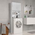 Meuble de machine à laver - Contemporain Décor - Blanc brillant - 64x25 - Avec rangement-0