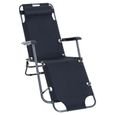 Outsunny Chaise Longue Pliable Bain de Soleil fauteuil relax jardin transat de Relaxation Dossier inclinable avec Repose-Pied noir-0