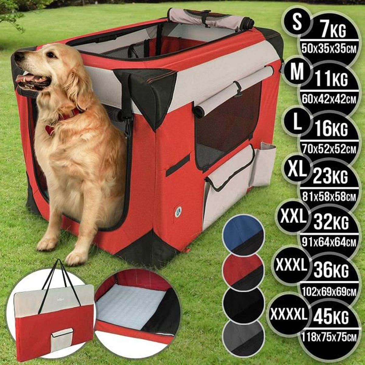 Sac De Transport Xxl Rouge Pliable Et Lavable En Tissu Cage Caisse De Transport Pour Chats Chiens Animaux Domestiques Cdiscount