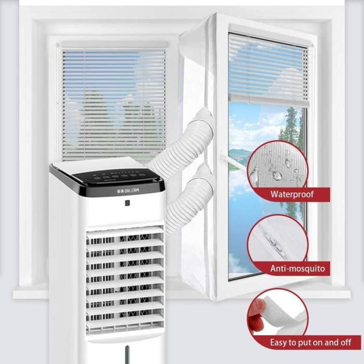 fenêtres de toit Joint de fenêtre pour climatiseurs mobiles Hot Air Stop à installer sur les fenêtres sèche-linge sans perçage nécessaire kit de fenêtre de 400 cm climatiseurs 