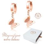 Cadeau femme Boucles d'oreilles Papillon Baignées dans l'OR rose. Idée cadeau Noël. Magnifique boîte à bijoux offerte. 2SPLENDID®