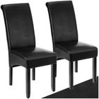 Chaises - TECTAKE - Lot de 2 fauteuils de salle à manger aspect cuir avec revêtement synthétique et forme ergonomique - Noir