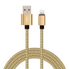 TOP4PC Chargeur pour iPhone 5 / 5s / 6 / 6 Plus / 6s / 6s Plus Cable USB Metal Renforcé Data Synchro Doré 2m