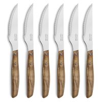 ARCOS Forest - Set de 6 Couteaux à Steak (110 / 220 mm) - Acier Inoxydable / Bois de Peuplier Compressé