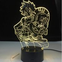 One Piece Luffy 3D LED Lampe,Anime Lampe de Table USB Couleurs Changer luminaria Enfant Dormir LED Veilleuse Garçon Cadeau