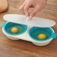 Braconnier d'oeufs Micro-ondes pochoir à œufs de qualité alimentaire Double tasse chaudière à œufs ustensiles de cuisine -JNG
