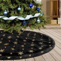 Jupe Sapin de Noël,Jupe d'arbre noir à sequins et flocons de neige argentés en peluche,pour Sapin de Noel Décoration(122cm)