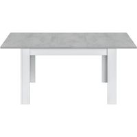 Table à manger extensible - KENDRA - Rectangulaire - Blanc artik et ciment - L140/190 x P90 x H78 cm